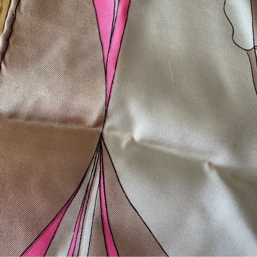 Averardo Bessi Silk Scarf 34x34 Pink Tan Hand Rolled Edges Flaws - Picture 9 of 10